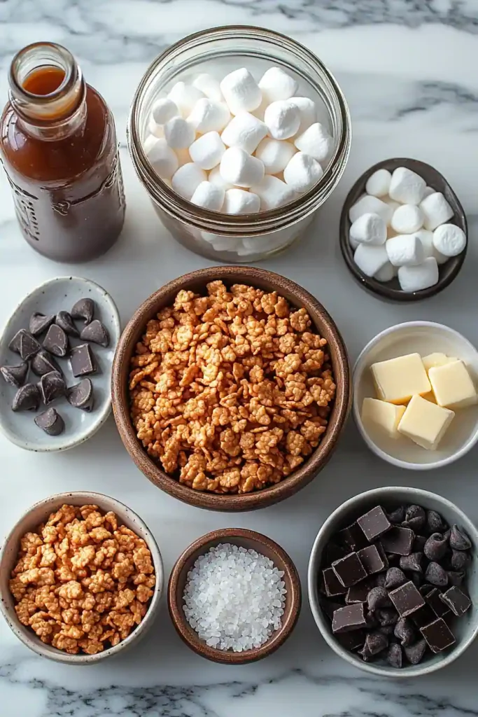 Star Crunch Dessert You Need To Try Now (No Oven Required!) 2 Star Crunch cookie ingredients including marshmallows, chocolate chips, and rice cereal
