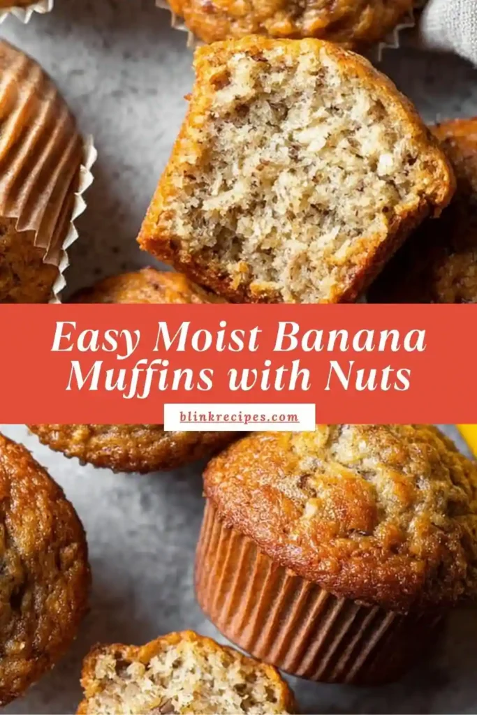 Easy Moist Banana Muffins with Nuts – Best Quick Banana Bread Muffin Recipe 2 Easy Moist Banana Muffins with Nuts