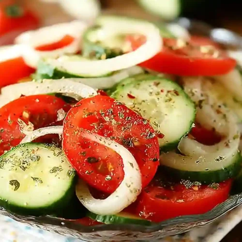 Tomato Cucumber Onion Salad – Quick Summer Side Dish with Italian Dressing 2 Tomato Cucumber Onion Salad