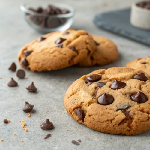 Craving Gluten Chocolate Chip Cookies? Try the Best Gluten Free Cookies 3 Close-up of gluten chocolate chip cookies on a gray surface
