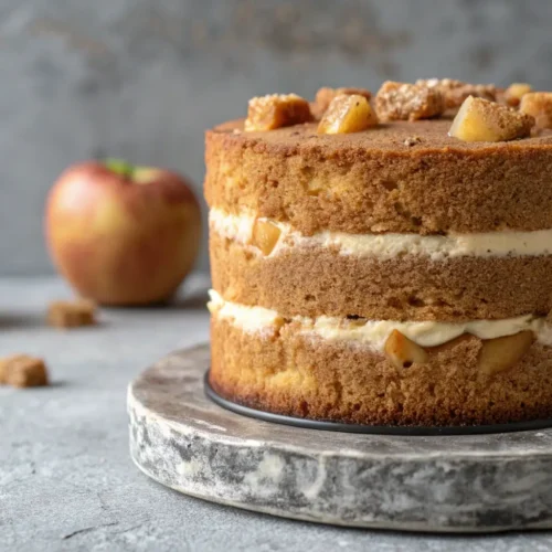 Gluten Free Apple Cider Cake for Thanksgiving 3 Close-up of Gluten Free Apple Cider Cake on gray background