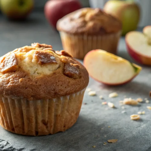 Apple Bakery Recipes: Irresistible Apple Muffins 3 Freshly baked apple muffin with a golden-brown top