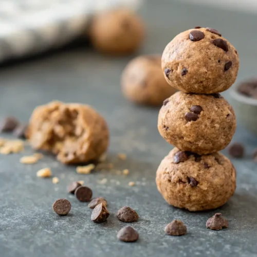 Protein Balls Healthy: A Quick Snack Idea 3 Close-up of Protein Balls Healthy on a gray concrete surface.