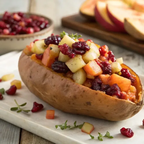 Irresistible Cranberry Apple Twice-Baked Sweet Potatoes 2 Close-up of cranberry apple twice-baked sweet potato