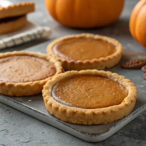 Close-up of pumpkin pie cookies on a gray surface.