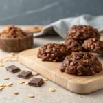 Sugar free no-bake cookies with oats and peanut butter close-up