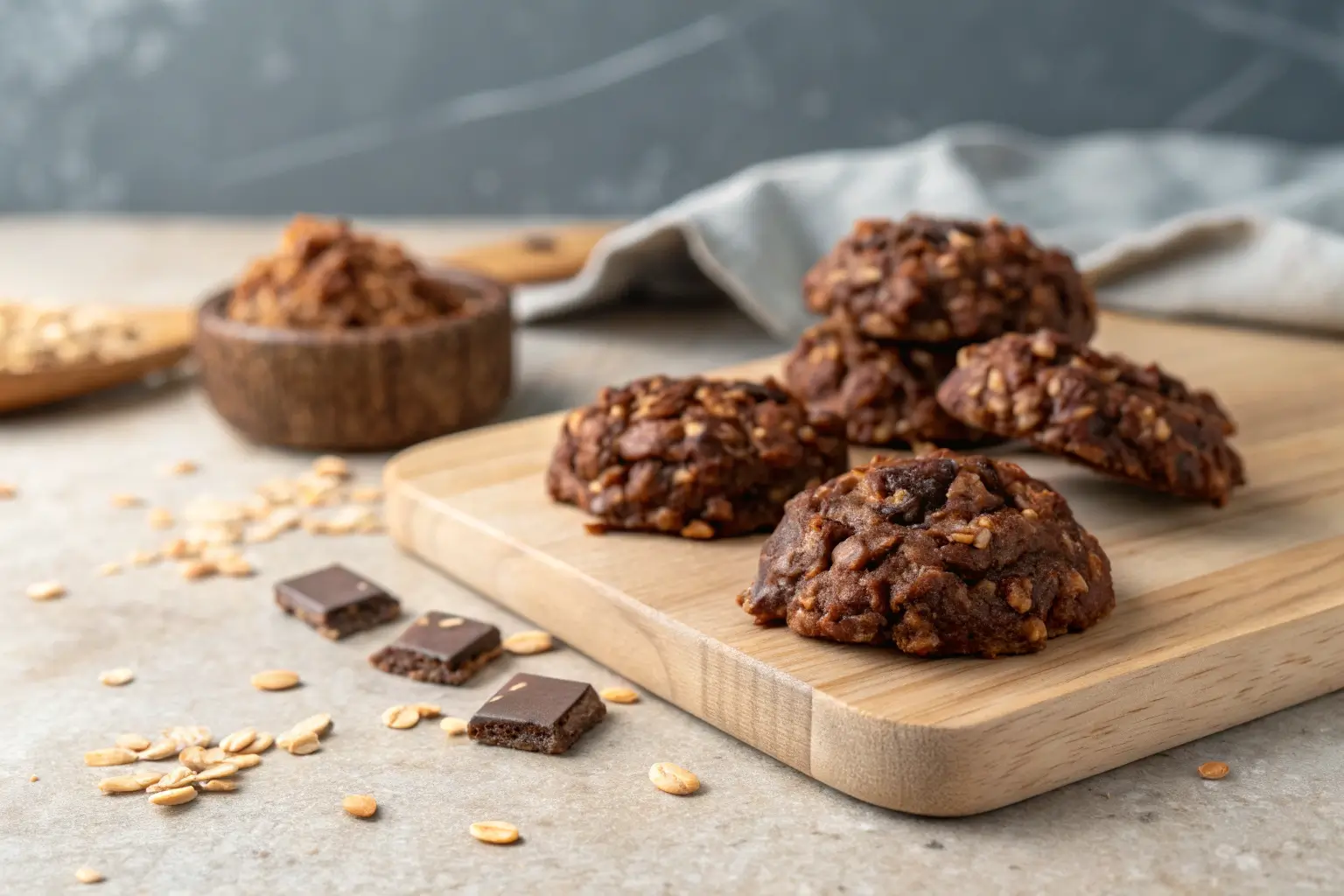 Sugar free no-bake cookies with oats and peanut butter close-up