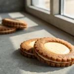 gingerbread cheesecake cookie with creamy filling close-up