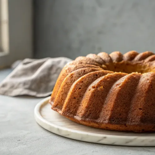 Bundt pan banana bread with golden crust and moist texture