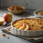 warm maple apple crumble with golden crisp topping