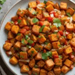Sweet potato hash with bell peppers and onions